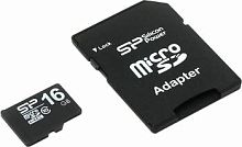 471338.01 Флеш карта microSDHC 16Gb Class10 Silicon Power SP016GBSTH010V10SP + adapter