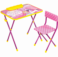 532635.85 Комплект детской мебели розовый ПРИНЦЕССА: cтол + стул, пенал, BRAUBERG NIKA KIDS, (рост 88-128 см)
