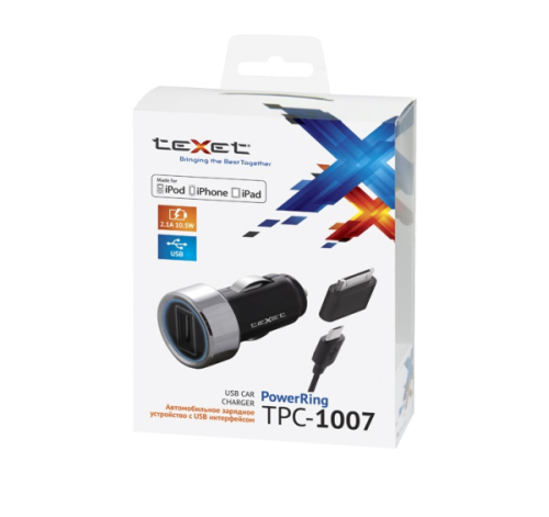 223081 Автомобильное ЗУ 2,1 A micro USB teXet TPC-1007